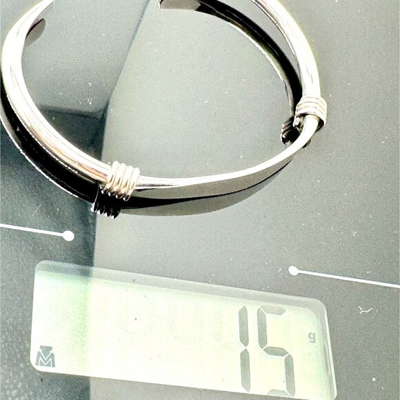 Sterling Silver Mexico 925 Adjustable Coil Cuff Bracelet 6.5 Inches 15 grams - Picture 5 of 6